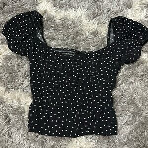 Reformation | polka dot cropped ruffle sleeve top